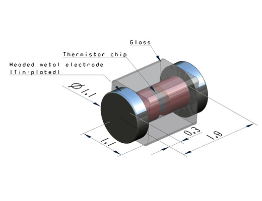 El vidrio de SMT encapsuló el termistor de NTC conveniente ser utilizado en un espacio más estrecho